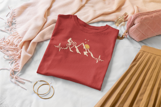 Mountainbike Herzschlag Damen T-Shirt – Minimalistisches Design für MTB-Liebhaberinnen