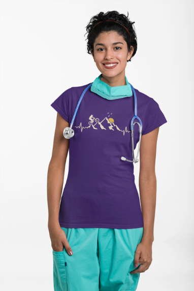 Mountainbike Herzschlag Damen T-Shirt – Minimalistisches Design für MTB-Liebhaberinnen