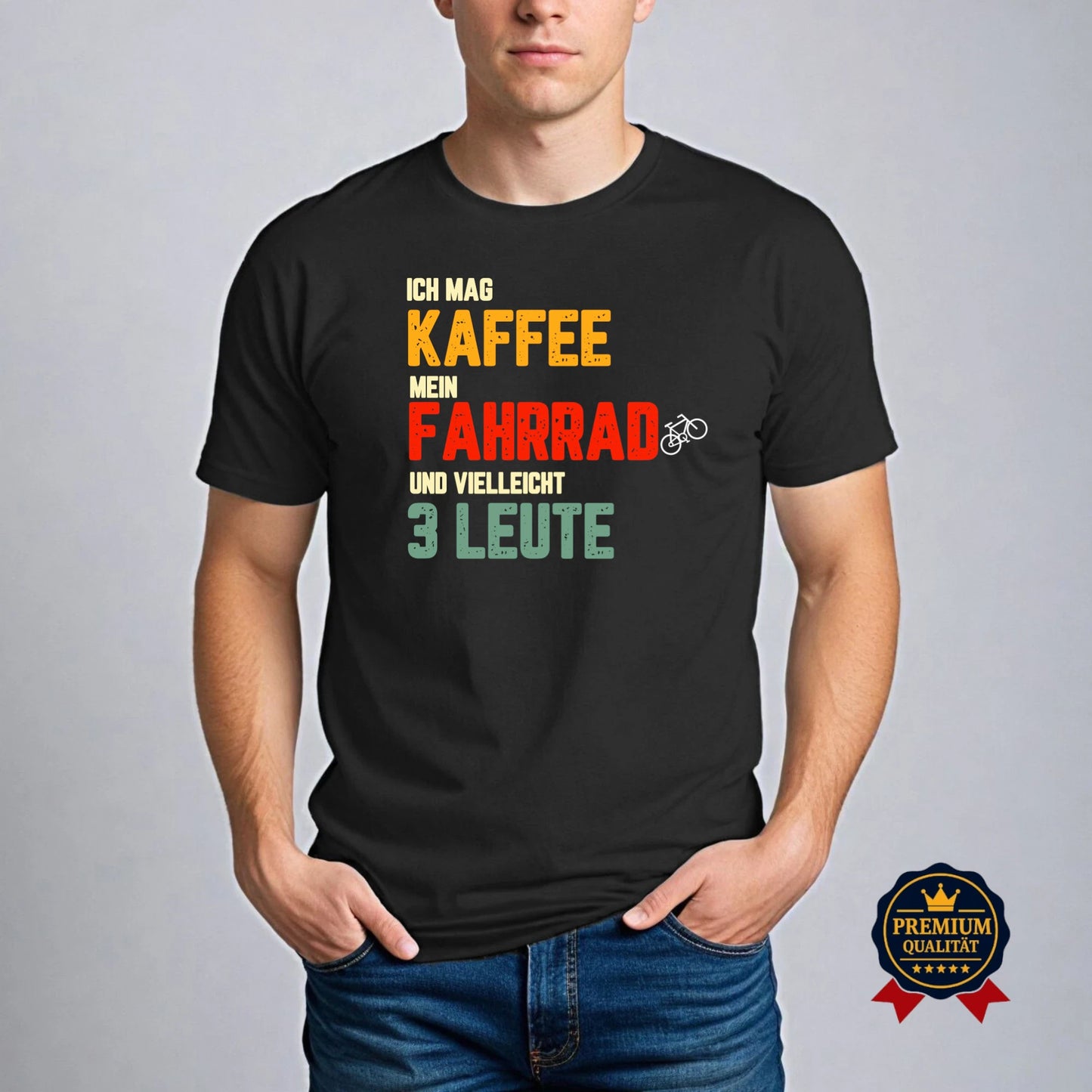 Kaffee, Fahrrad und 3 Leute – Lustiges T-Shirt für Radfahrer