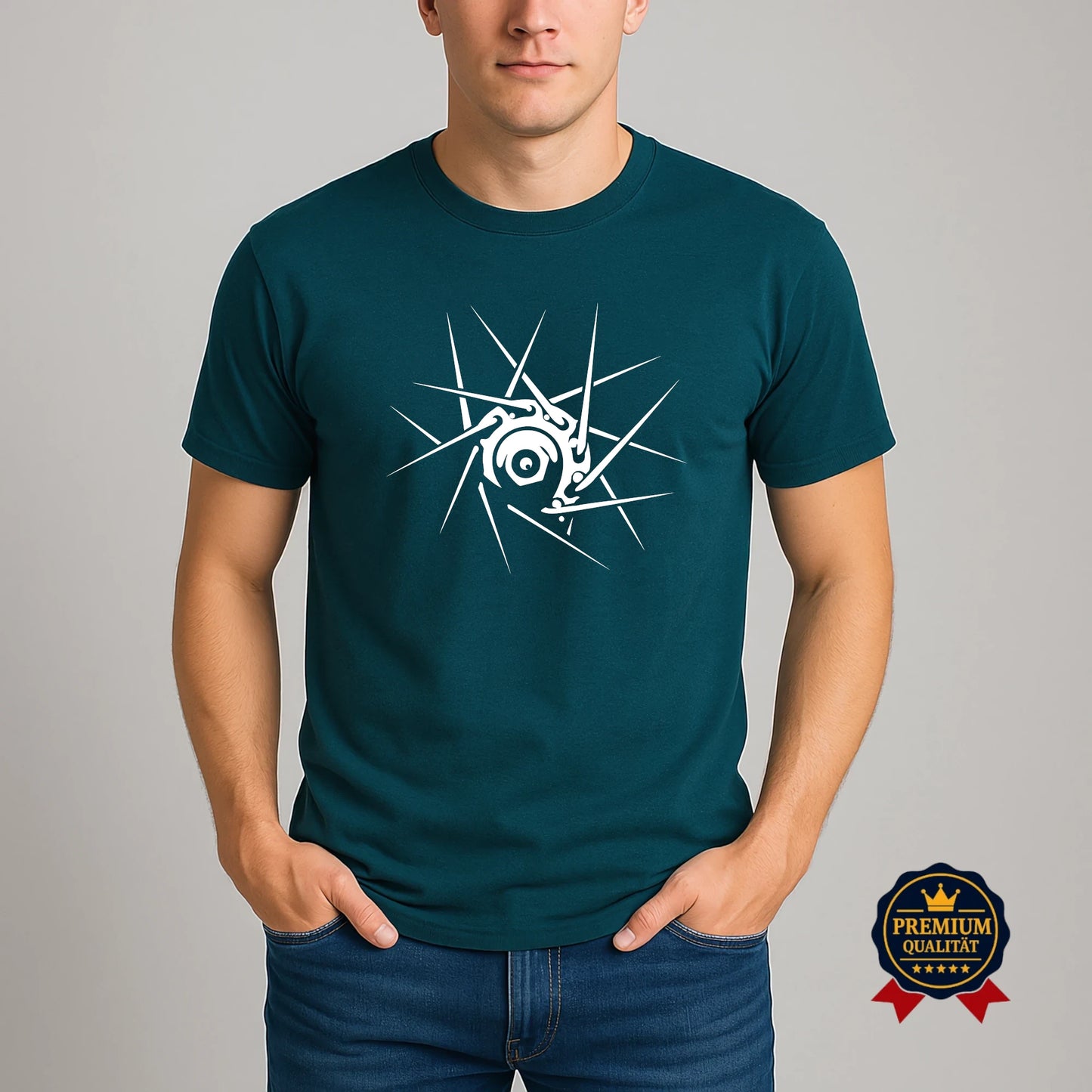 Modernes Fahrradshirt in Stargazer-Farbe mit dynamischem Nabendesign