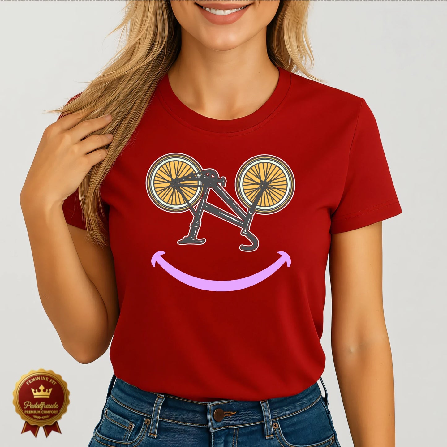 Fahrrad Lächeln Damen T-Shirt – Einzigartiger Stil für Radfahrerinnen