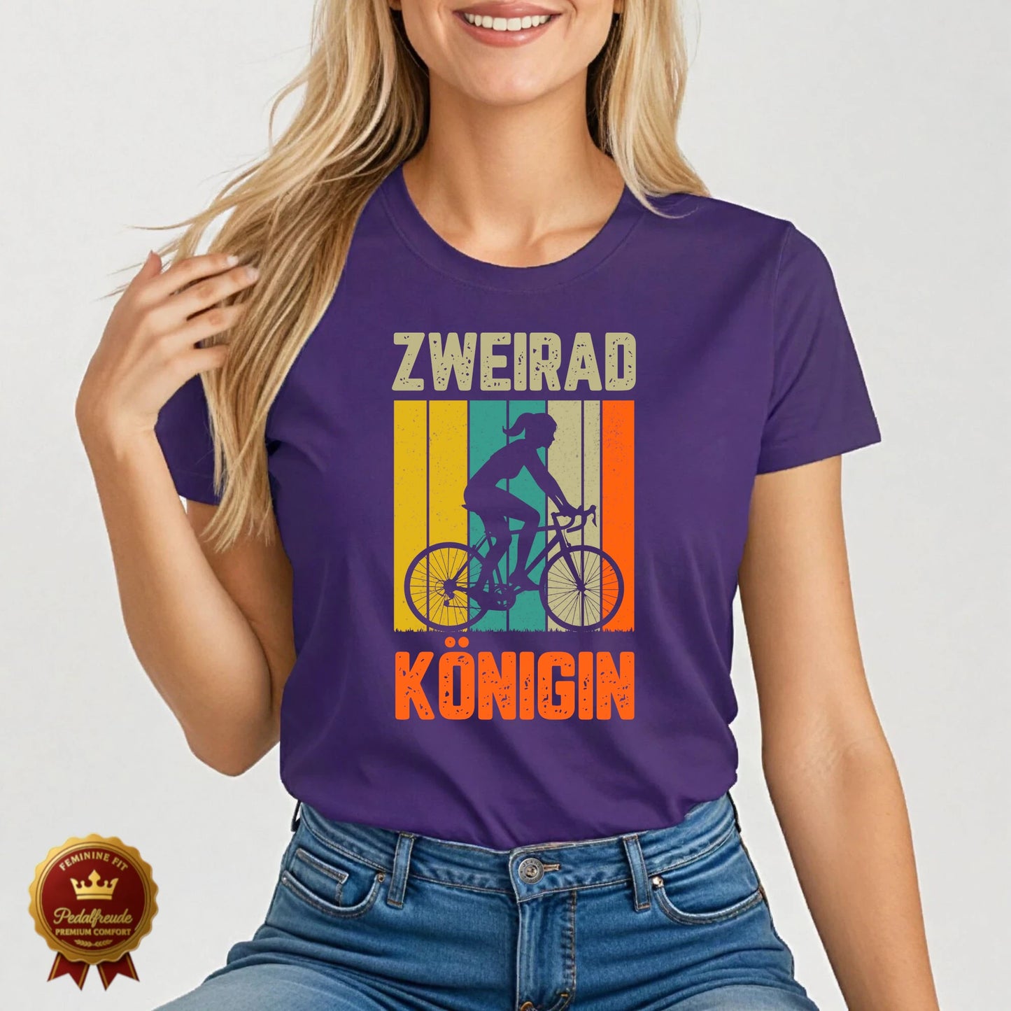 Zweirad Königin – Retro Fahrrad T-Shirt für Damen