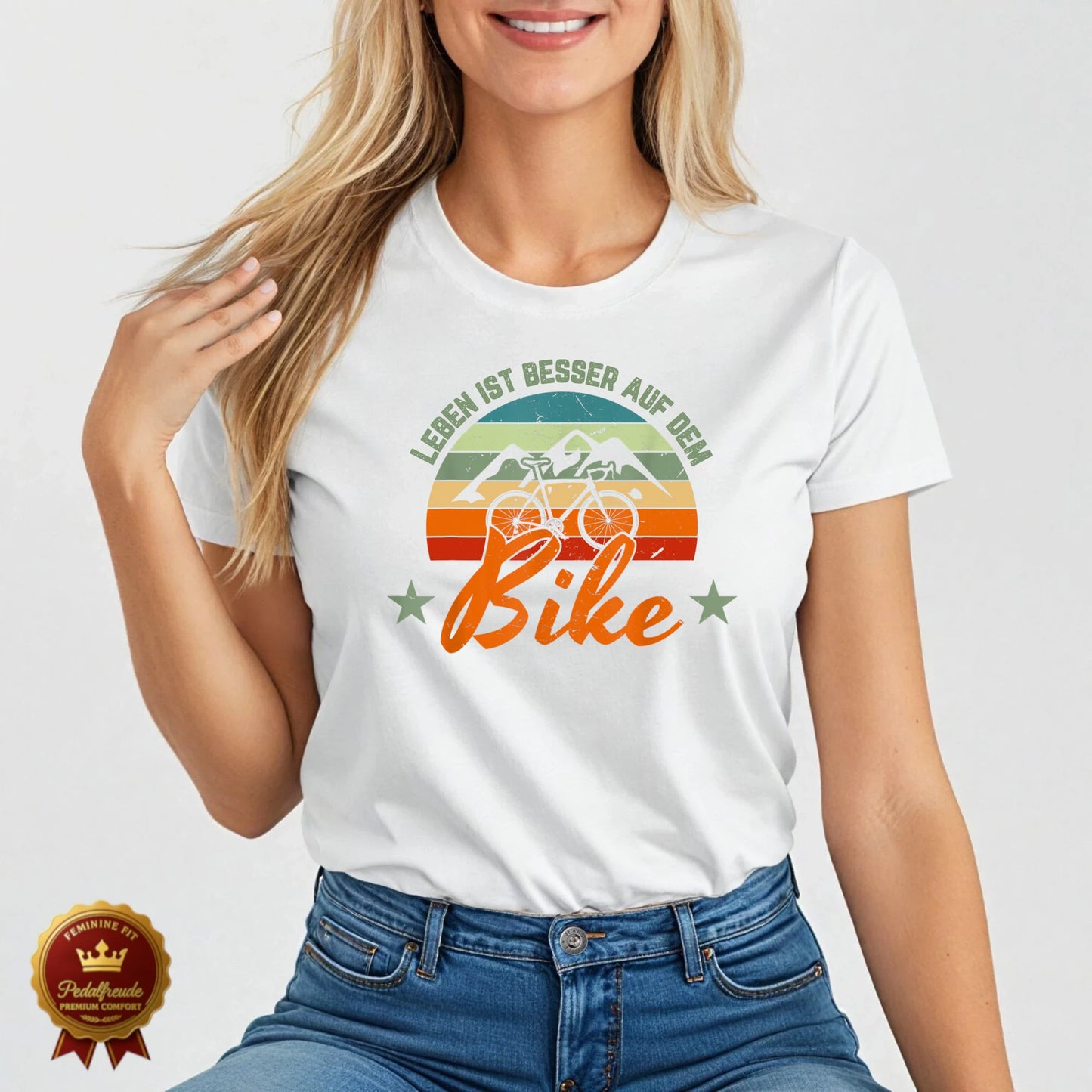 Leben ist besser auf dem Bike – Retro Fahrrad T-Shirt für Damen