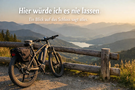 E-Bike sicher abgestellt mit Schloss in den Bergen – Diebstahlschutz für E-Bikes unterwegs