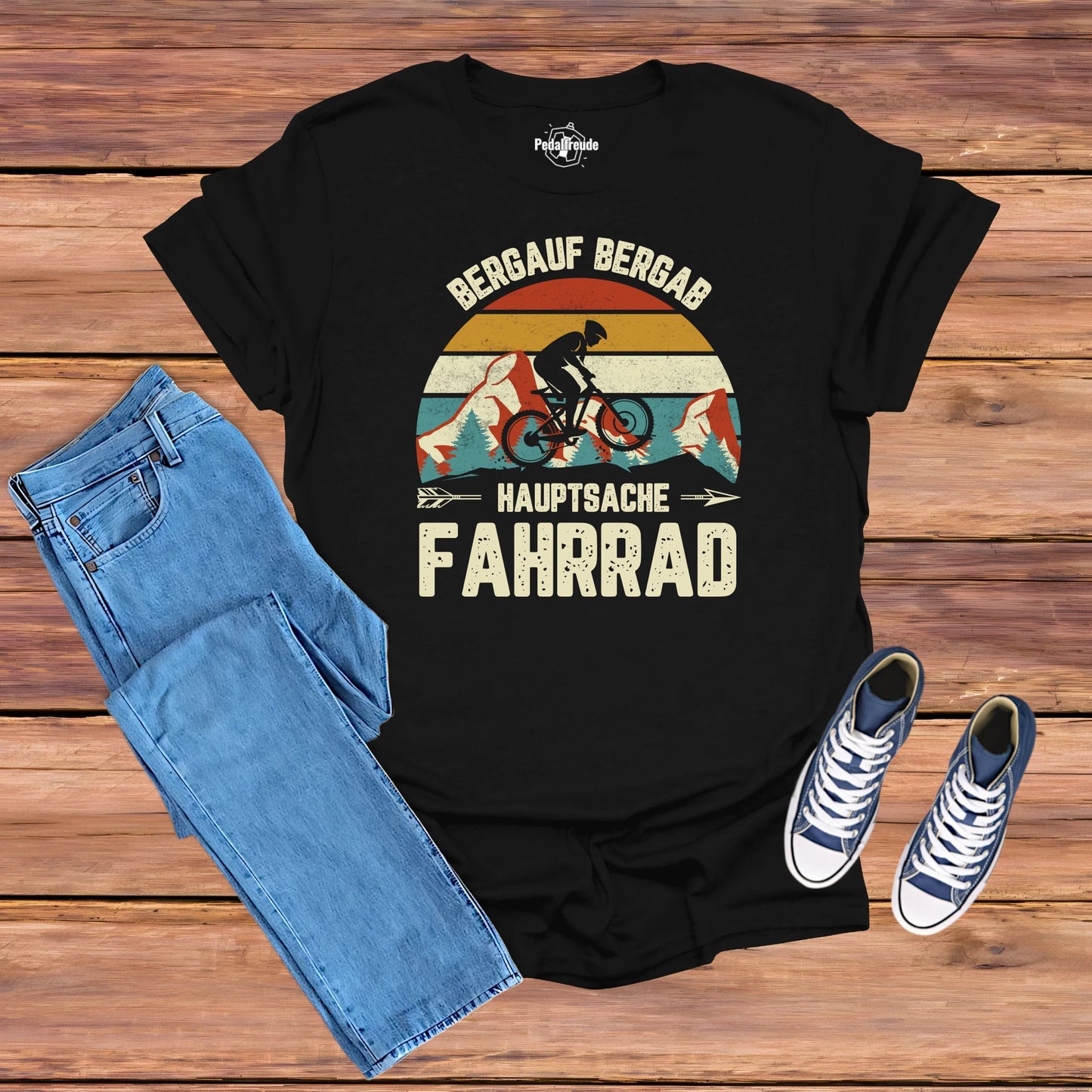 Bergauf Bergab T-Shirt – Hauptsache Fahrrad Retro MTB Design