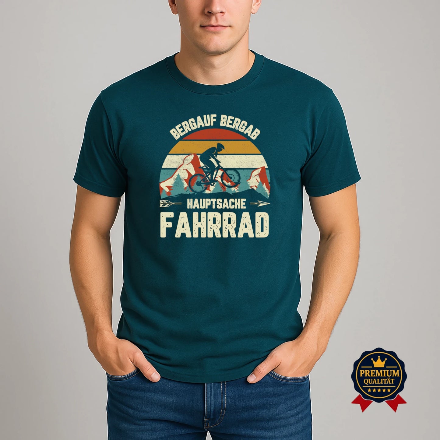 Bergauf Bergab T-Shirt – Hauptsache Fahrrad Retro MTB Design