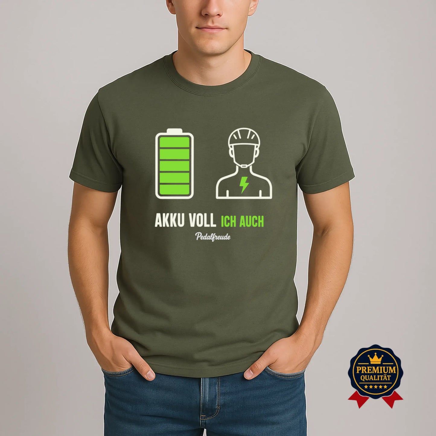 Akku voll. Ich auch. – E-Bike T-Shirt | Pedalfreude