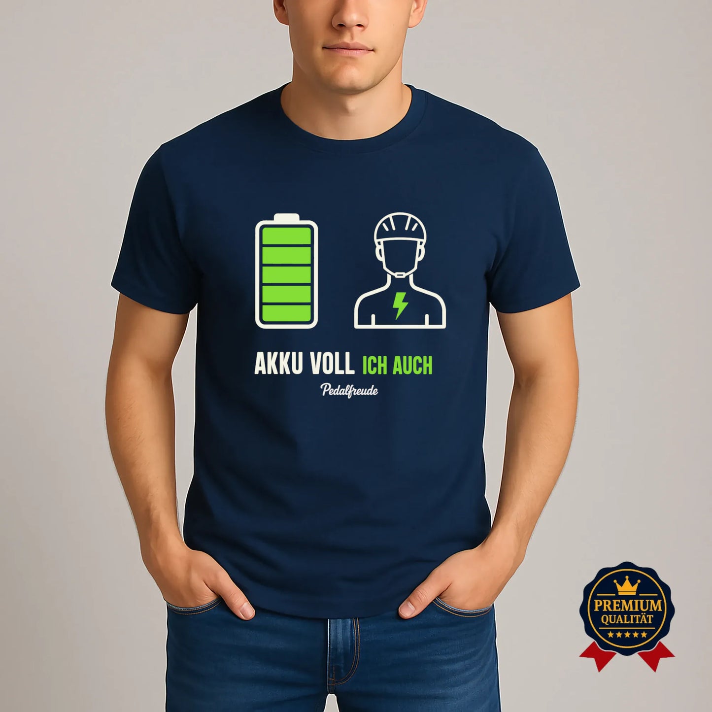 Akku voll. Ich auch. – E-Bike T-Shirt | Pedalfreude