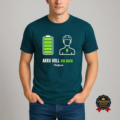 Akku voll. Ich auch. – E-Bike T-Shirt | Pedalfreude