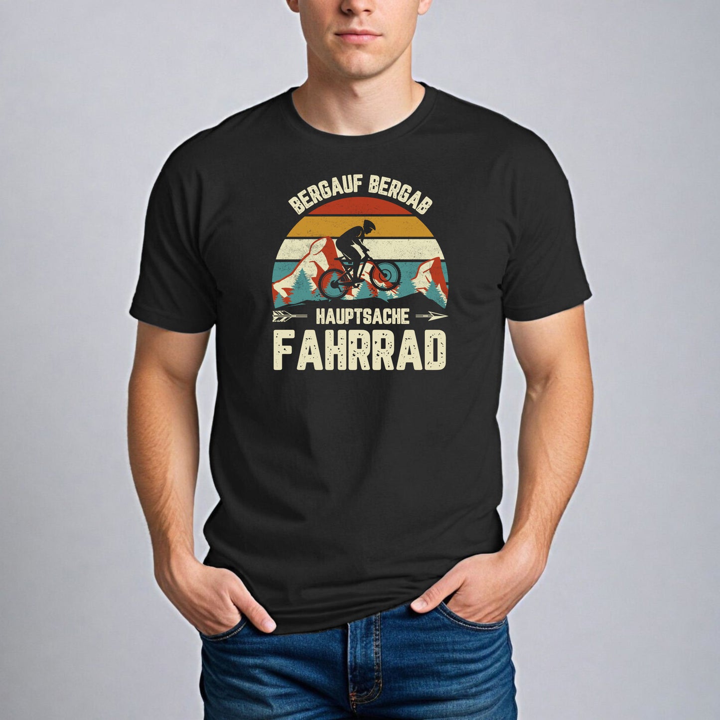 Bergauf Bergab T-Shirt – Hauptsache Fahrrad Retro MTB Design