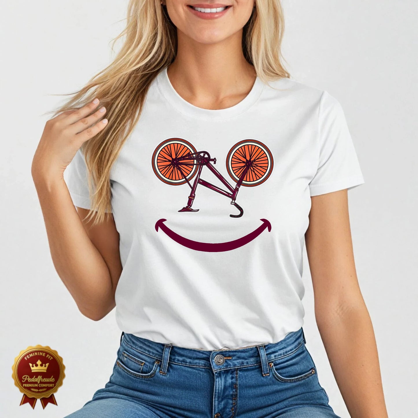 Fahrrad Lächeln Damen T-Shirt – Einzigartiger Stil für Radfahrerinnen