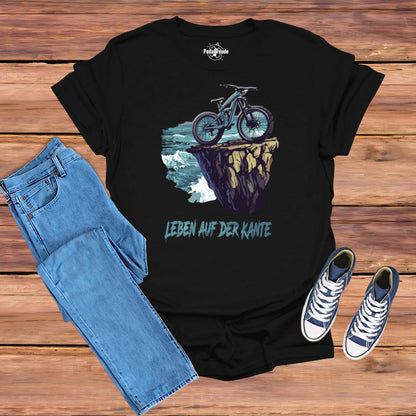 Leben auf der Kante – Mountainbike T-Shirt | Schwarz & French Navy