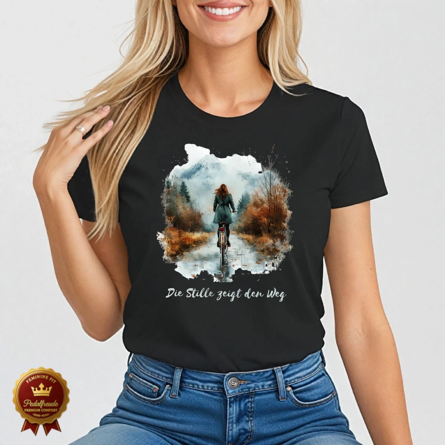 Die Stille zeigt den Weg – Fahrrad T-Shirt für Naturliebhaberinnen