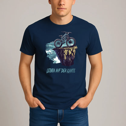 Leben auf der Kante – Mountainbike T-Shirt | Schwarz & French Navy
