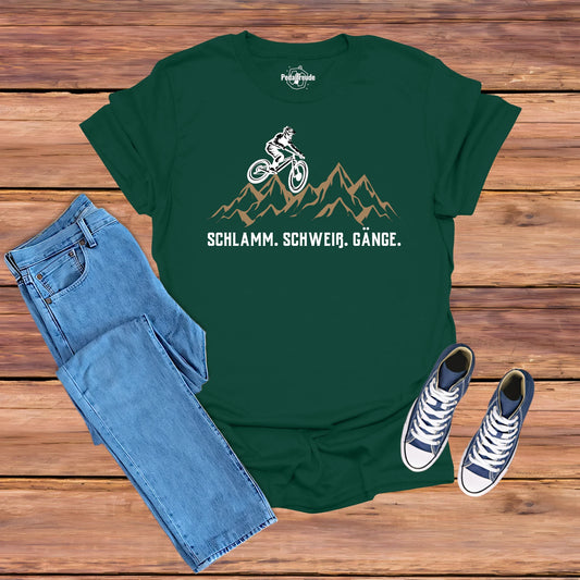 Schlamm. Schweiß. Gänge. – Mountainbike T-Shirt für Abenteurer