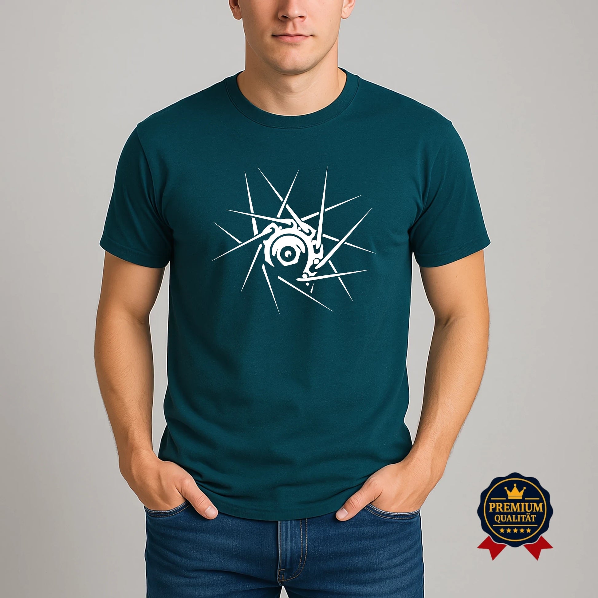 Modernes Fahrradshirt in Stargazer-Farbe mit dynamischem Nabendesign
