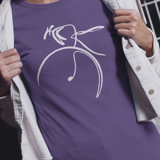 Vorschau eines minimalistischen Fahrrad-T-Shirts für Damen in Lila.