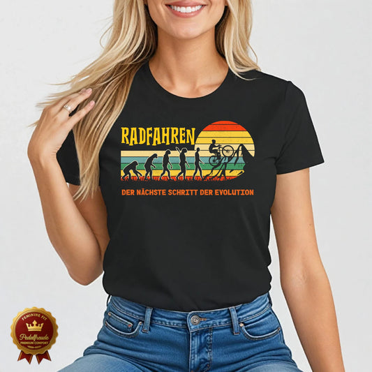 Radfahren Damen T-Shirt – Der nächste Schritt der Evolution Retro Design
