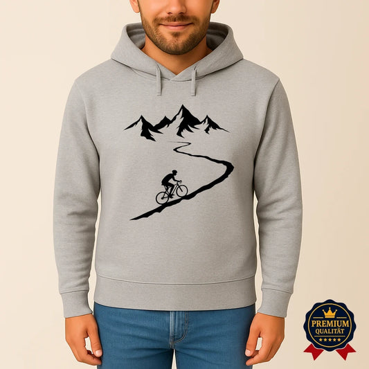 Mountain Ride Fahrrad Hoodie – Bio & Warm | Heather Gray & Vintage White