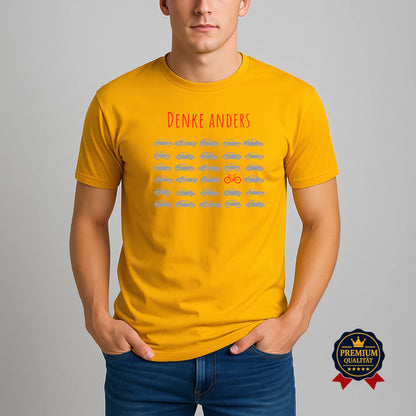 Denke Anders – Rotes Fahrrad Statement T-Shirt | Nachhaltigkeit trifft Stil
