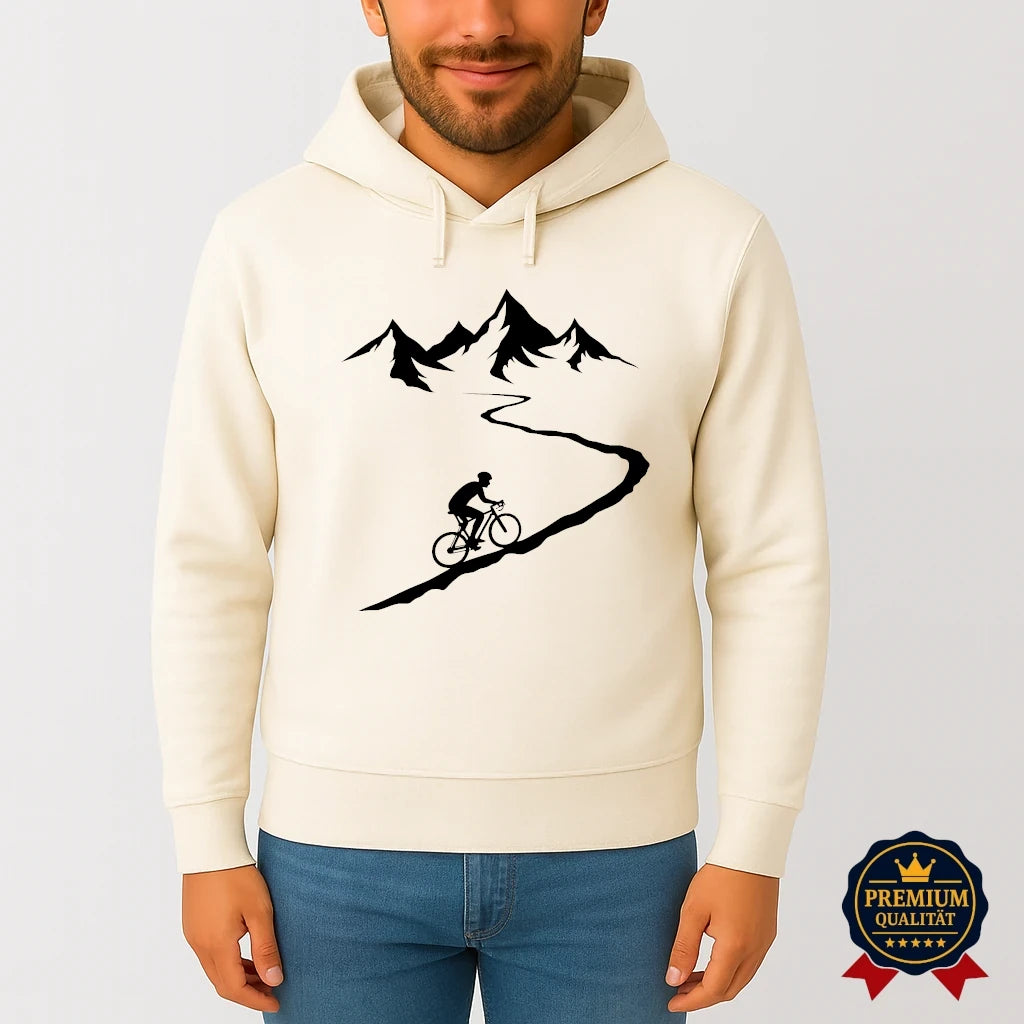Mountain Ride Fahrrad Hoodie – Bio & Warm | Heather Gray & Vintage White